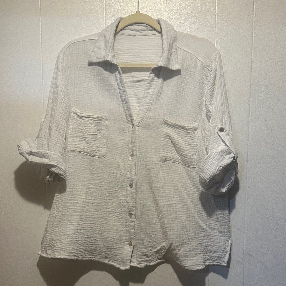 Xl casual white button‎ up